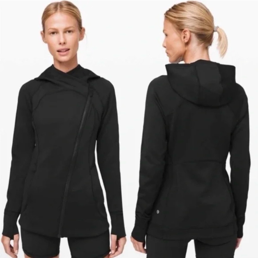 Lululemon Every Journey Hoodie Black Asymmetrical Full Zip 6 Nulu Yoga Athletic